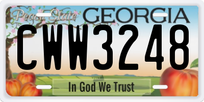 GA license plate CWW3248