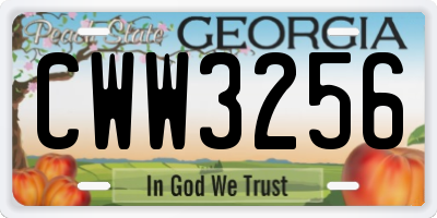 GA license plate CWW3256