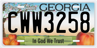 GA license plate CWW3258