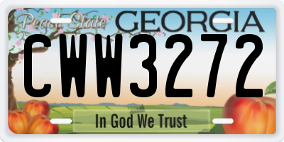 GA license plate CWW3272