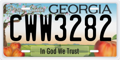 GA license plate CWW3282
