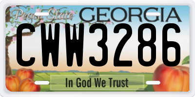 GA license plate CWW3286