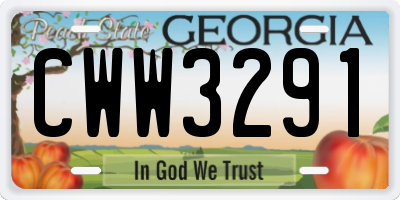 GA license plate CWW3291