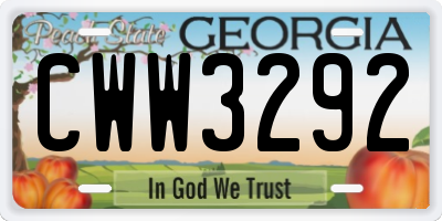 GA license plate CWW3292