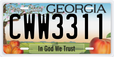 GA license plate CWW3311