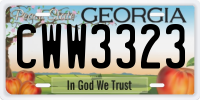 GA license plate CWW3323