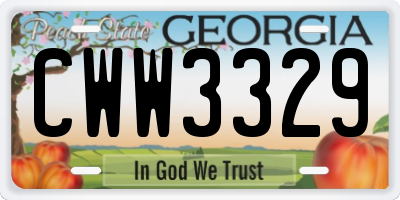 GA license plate CWW3329