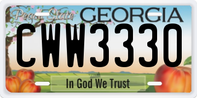 GA license plate CWW3330