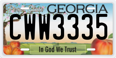 GA license plate CWW3335