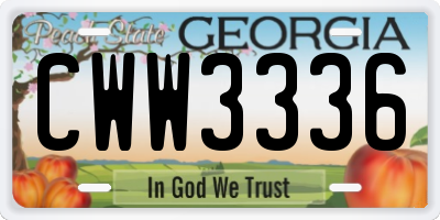 GA license plate CWW3336