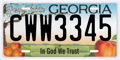 GA license plate CWW3345