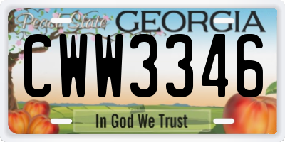 GA license plate CWW3346