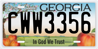 GA license plate CWW3356