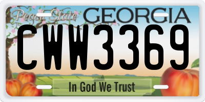 GA license plate CWW3369