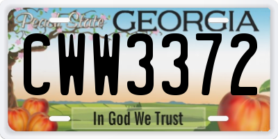 GA license plate CWW3372