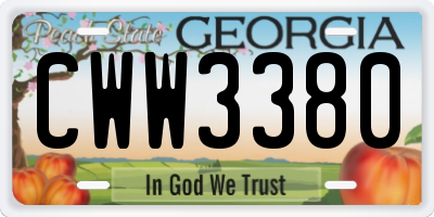 GA license plate CWW3380