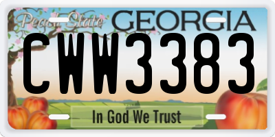 GA license plate CWW3383