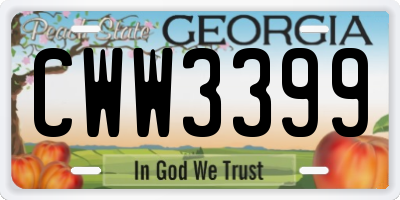 GA license plate CWW3399
