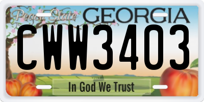GA license plate CWW3403