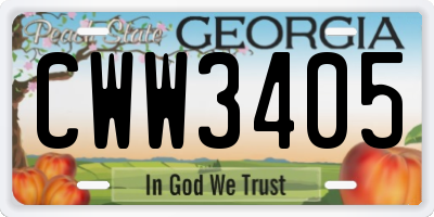GA license plate CWW3405