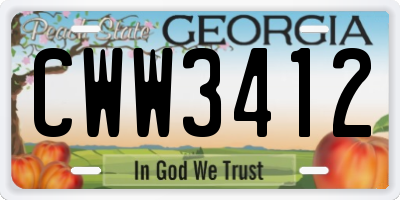GA license plate CWW3412