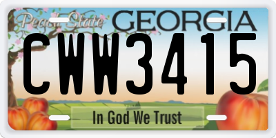GA license plate CWW3415