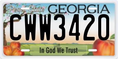 GA license plate CWW3420