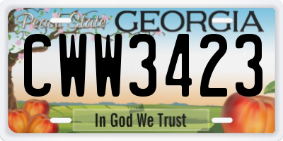 GA license plate CWW3423