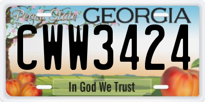 GA license plate CWW3424