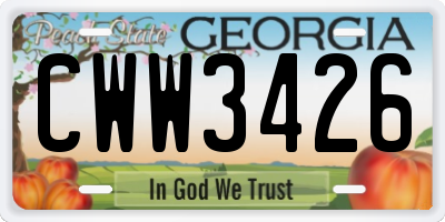 GA license plate CWW3426