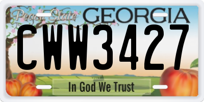 GA license plate CWW3427