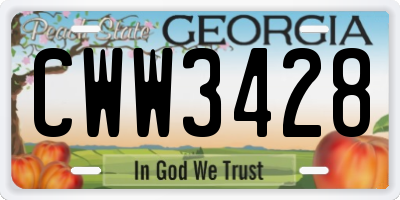 GA license plate CWW3428