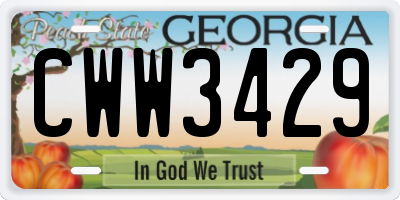 GA license plate CWW3429