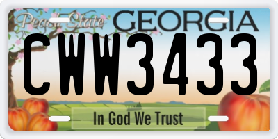 GA license plate CWW3433