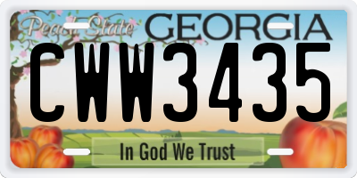 GA license plate CWW3435