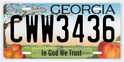 GA license plate CWW3436