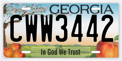 GA license plate CWW3442