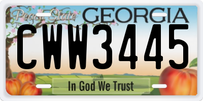 GA license plate CWW3445