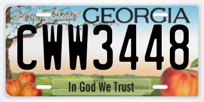 GA license plate CWW3448