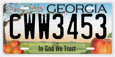 GA license plate CWW3453