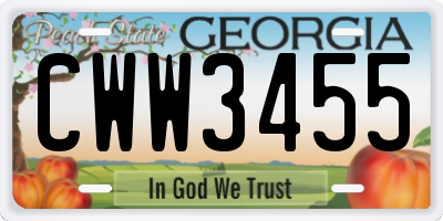 GA license plate CWW3455