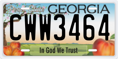 GA license plate CWW3464