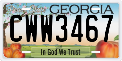 GA license plate CWW3467