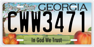 GA license plate CWW3471