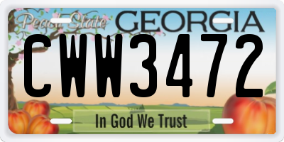 GA license plate CWW3472