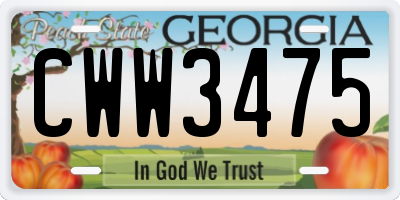GA license plate CWW3475