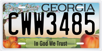 GA license plate CWW3485