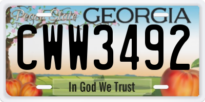 GA license plate CWW3492