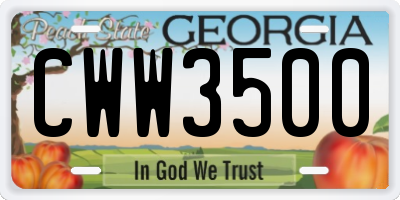 GA license plate CWW3500