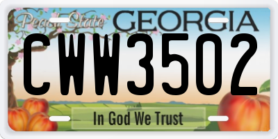 GA license plate CWW3502
